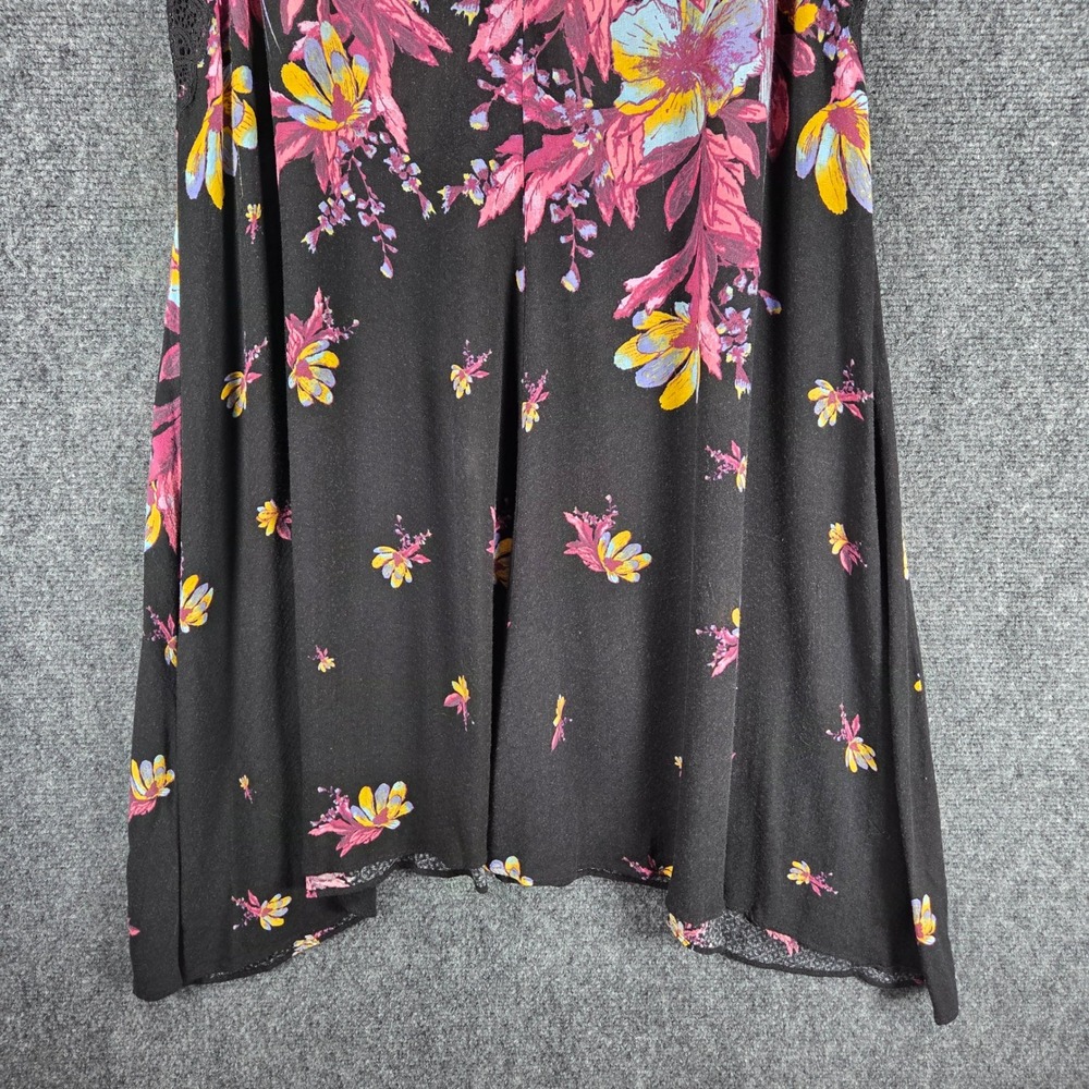 Free People Marsha Floral Lace Mini Slip Dress Black Rayon Boho Fairy Ethereal - Picture 12 of 14